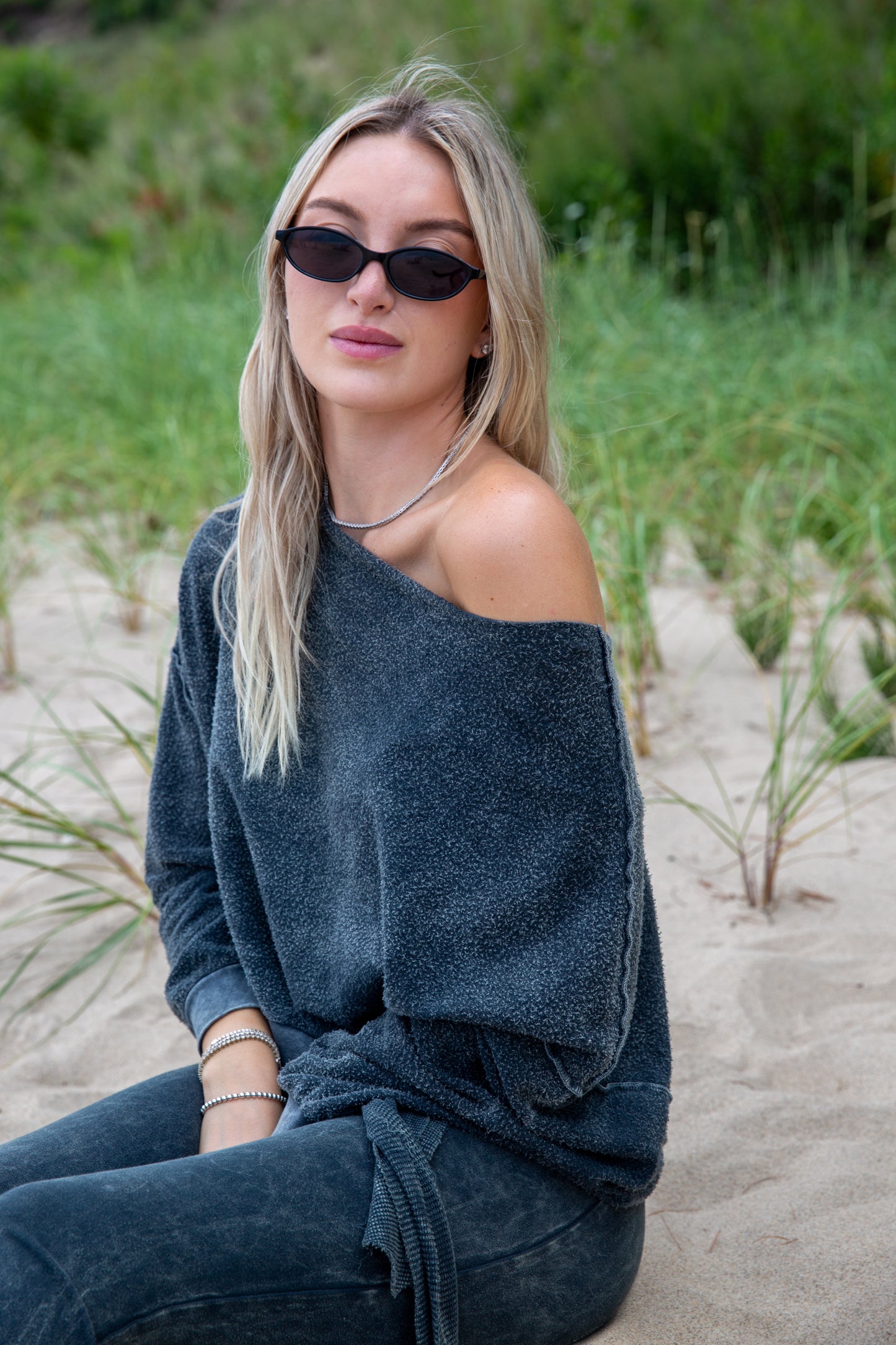 REVERSE FLEECE SWEATSHIRT - VINTAGE ARMY