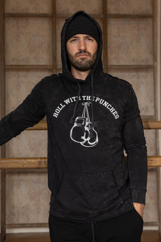 ROLL W/ THE PUNCHES SWEATSHIRT -VIN BLACK