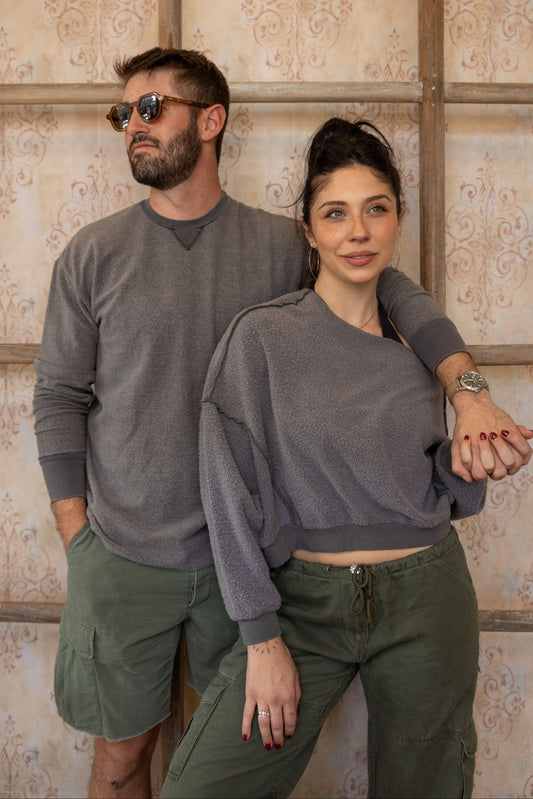 REVERSE FLEECE SWEATSHIRT - CHARCOAL