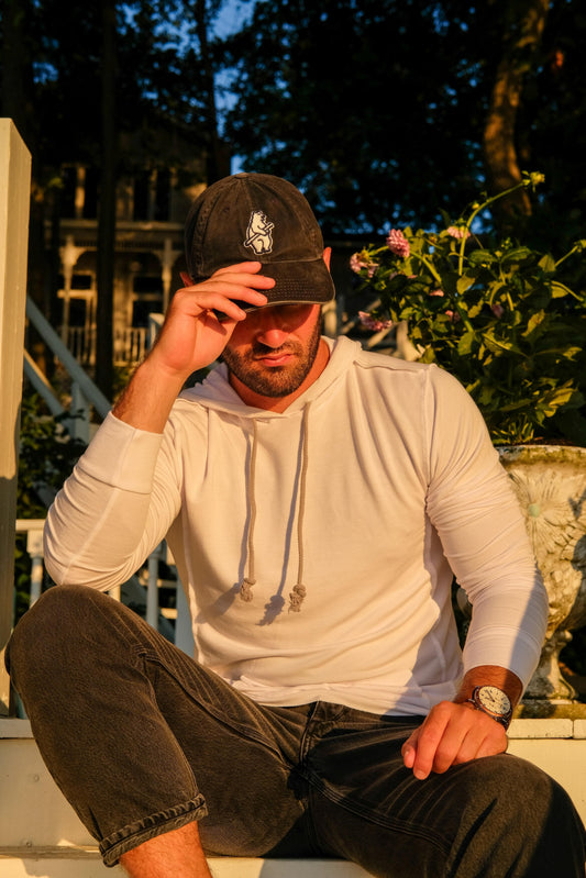 SWEATSHIRT W/ THERMAL HOOD - WHITE