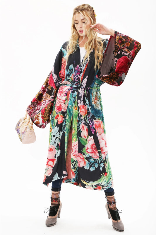 Sweet Fantasy Kimono | Night Peacock Print