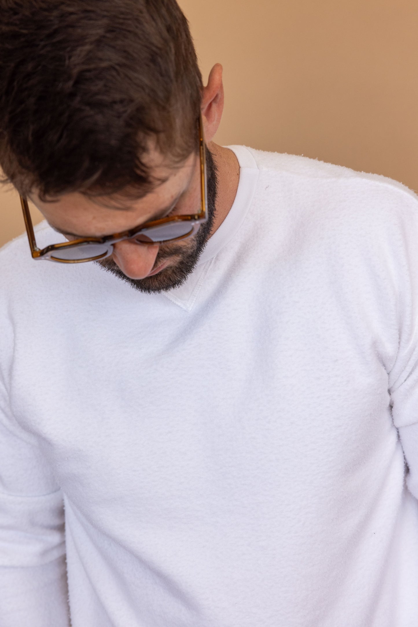 REVERSE FLEECE SWEATSHIRT - WHITE