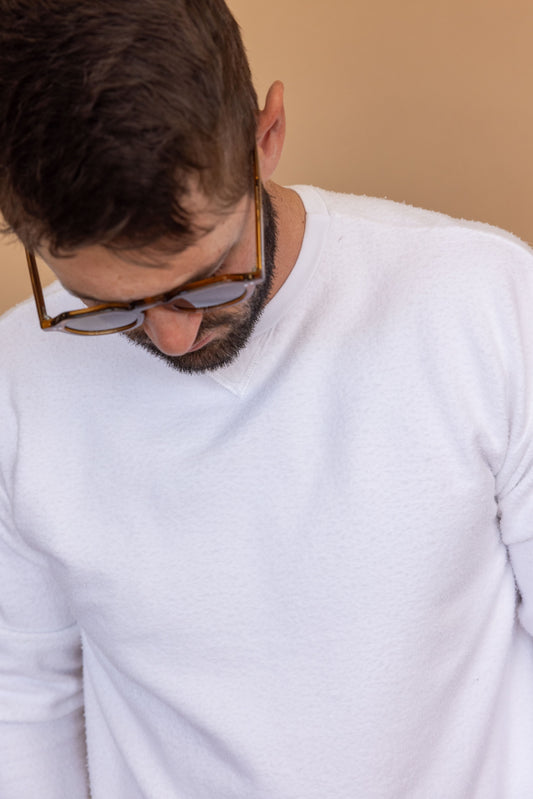 REVERSE FLEECE SWEATSHIRT - WHITE
