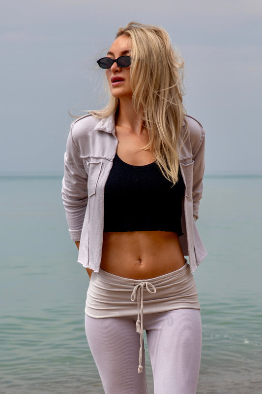 CROP FLEECE JACKET-ANTIQUE