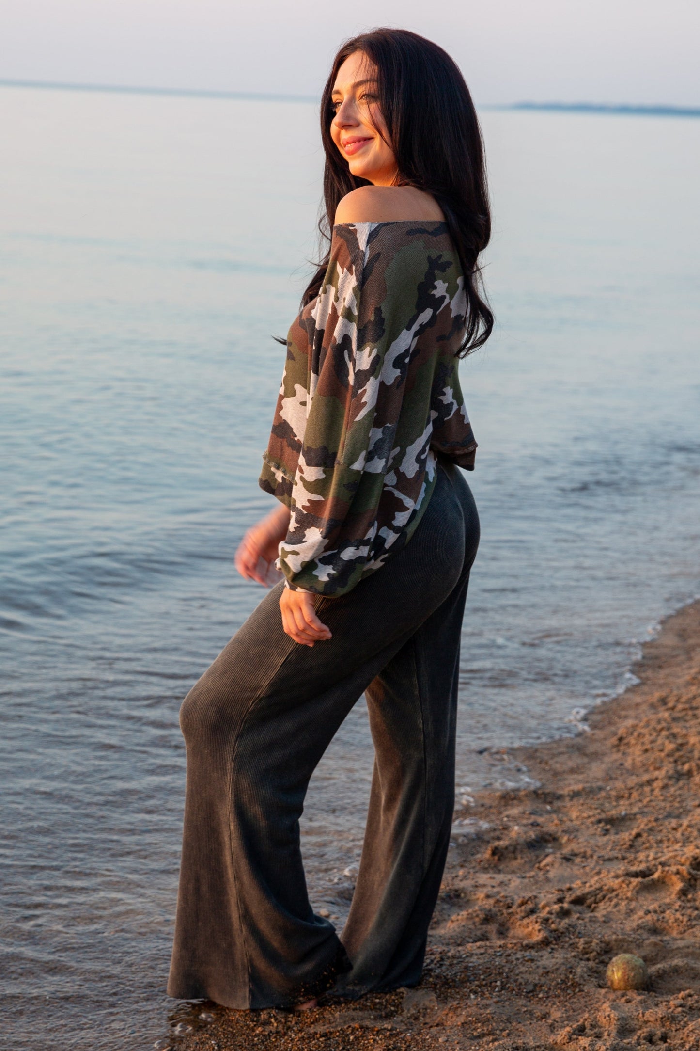 WIDE LEG PANT-VINTAGE ARMY