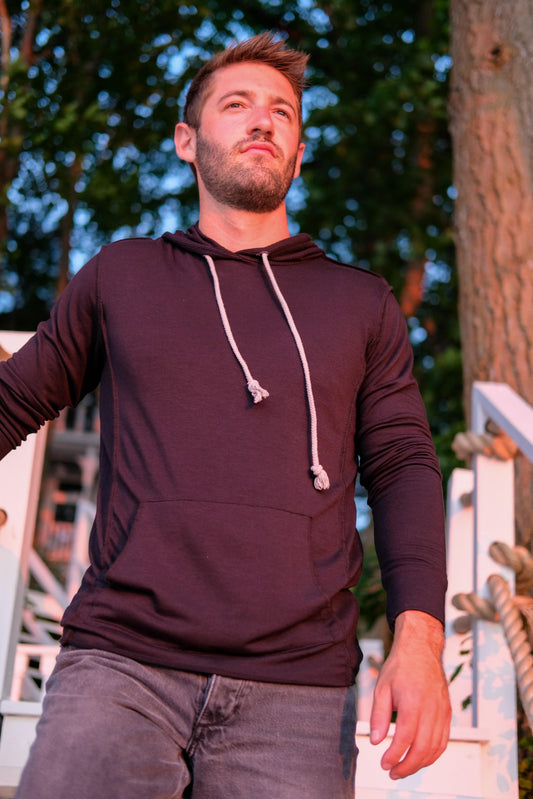 SWEATSHIRT W/ THERMAL LINED HOOD - BLACK
