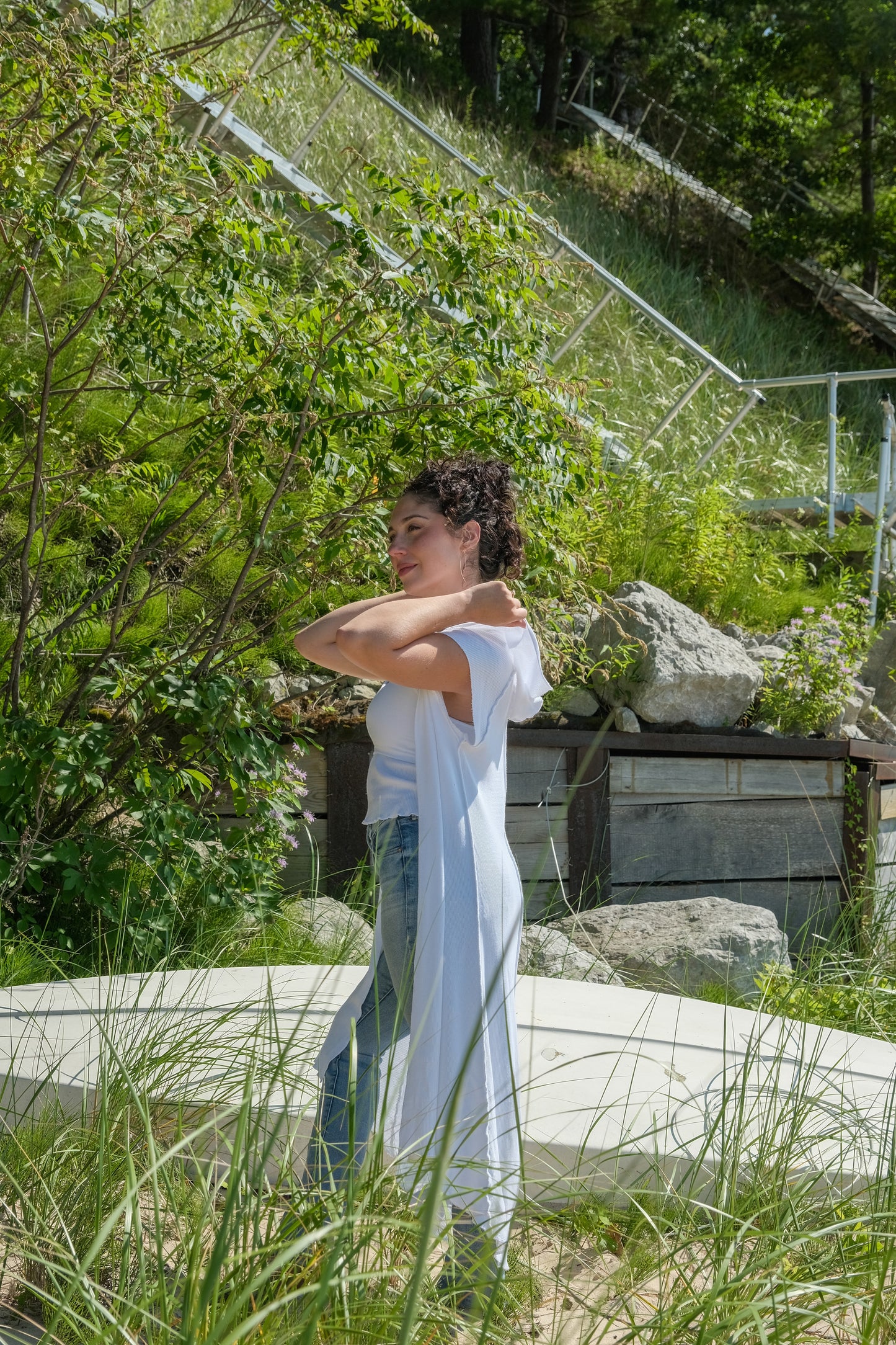 THERMAL CUT SLEEVE DUSTER-WHITE