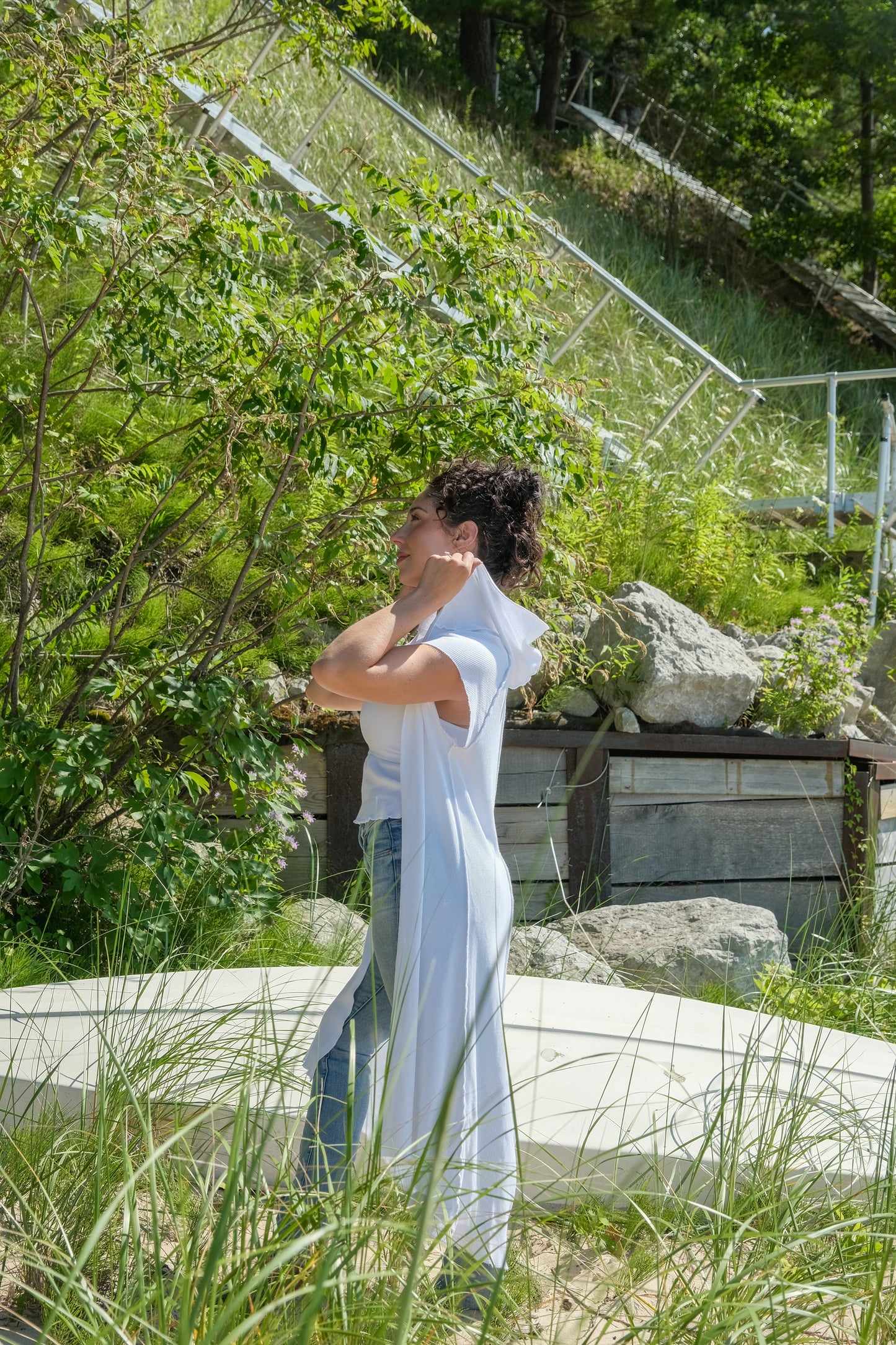 THERMAL CUT SLEEVE DUSTER-WHITE