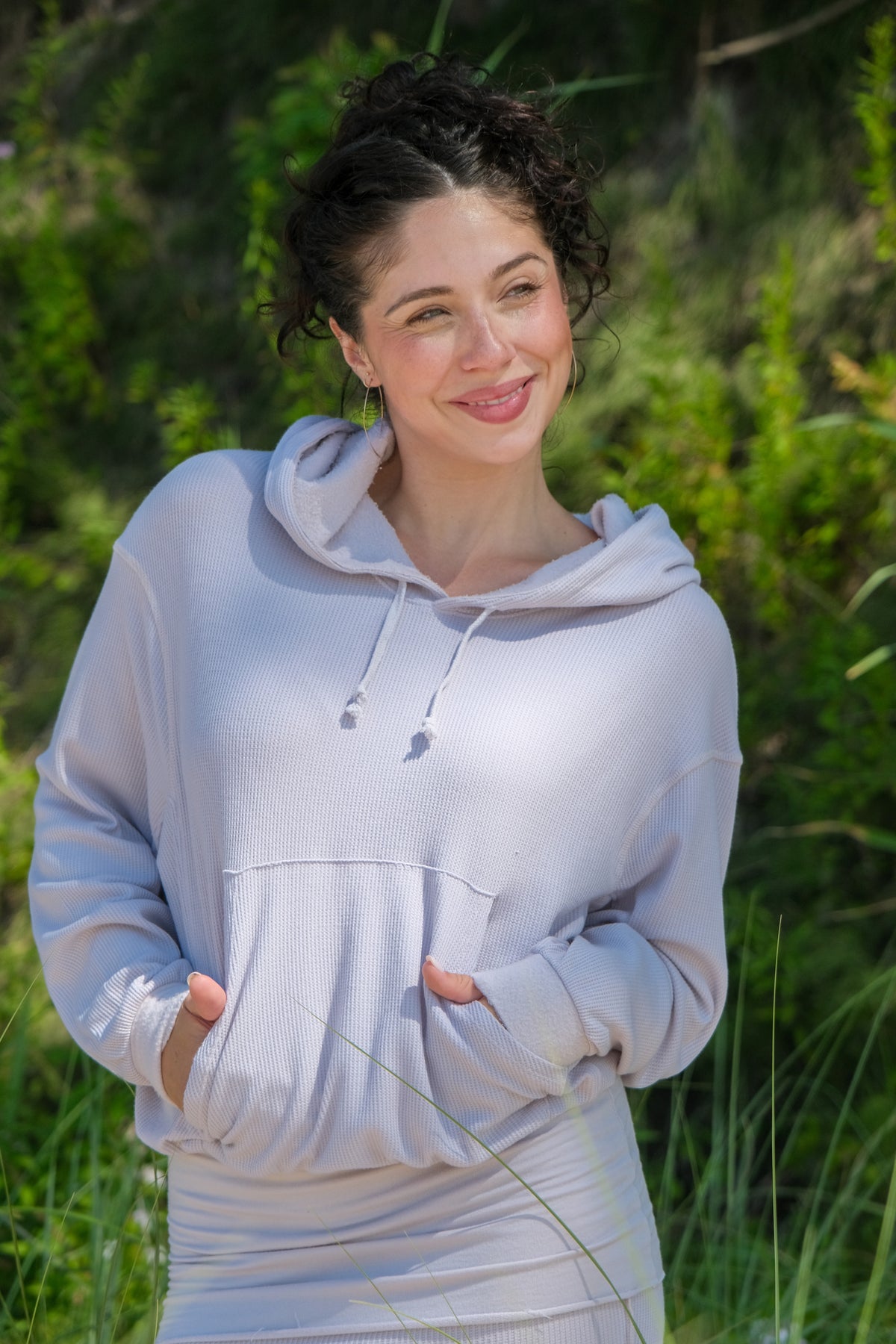 BOXY THERMAL HOODED SWEATSHIRT-ANTIQUE