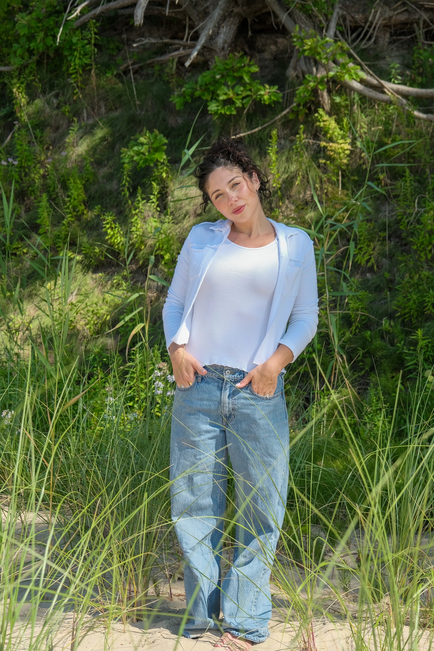 CROP FLEECE JACKET-WHITE