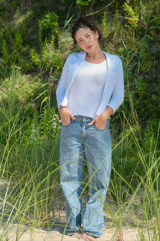 CROP FLEECE JACKET-WHITE