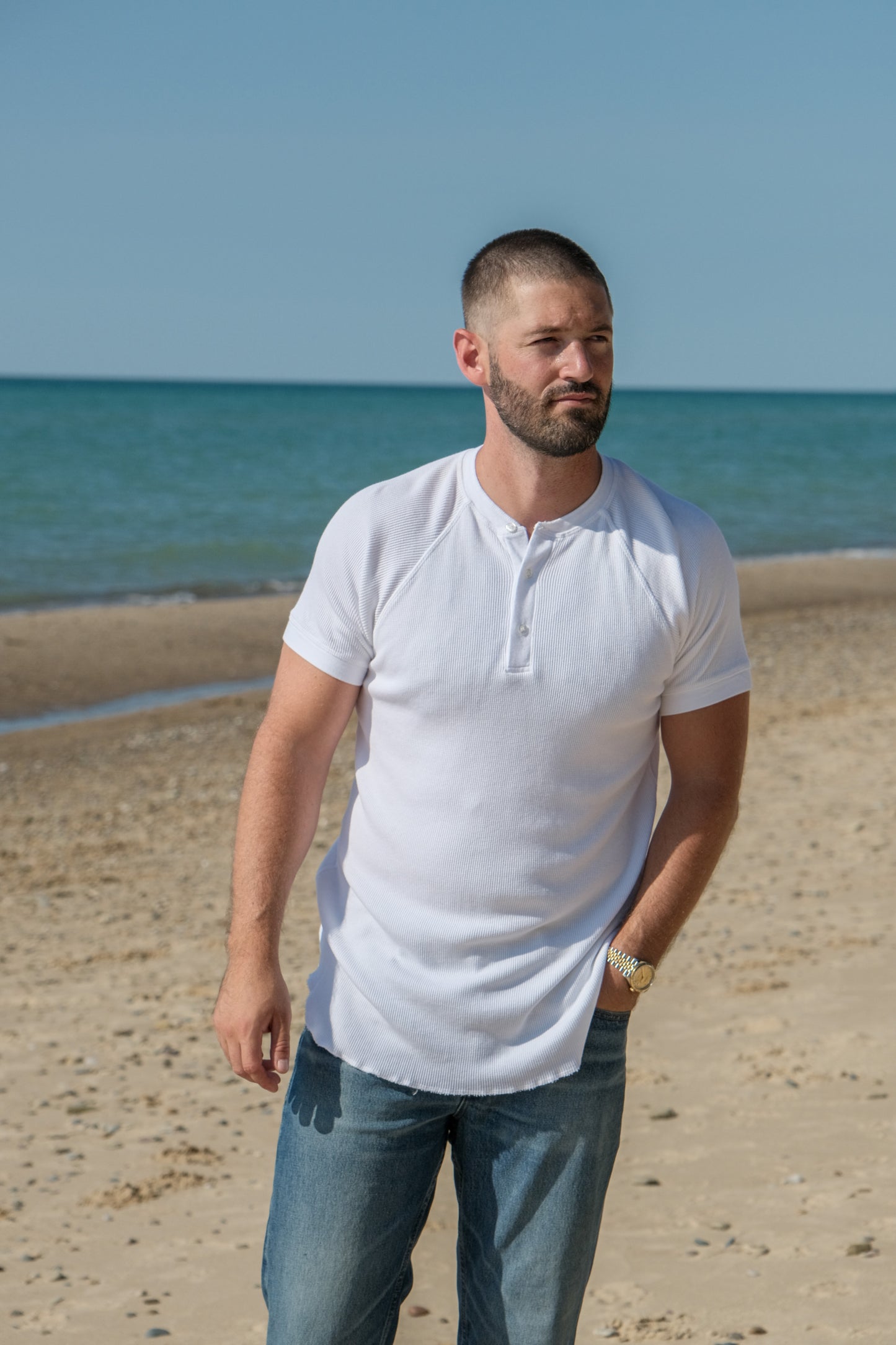 THERMAL HENLEY - WHITE