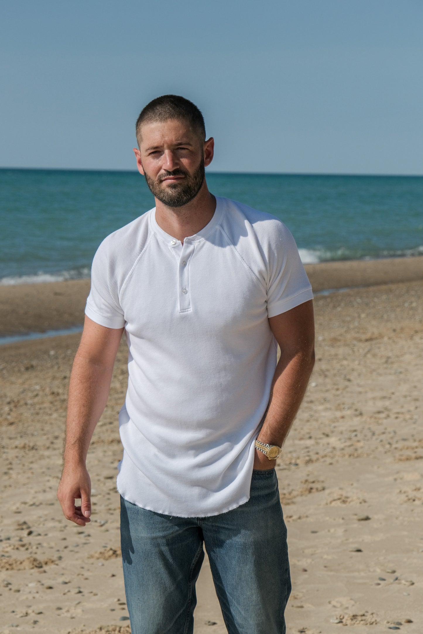 THERMAL HENLEY - WHITE