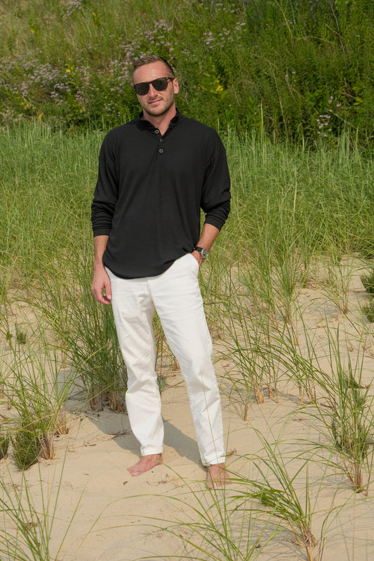 DOUBLE LAYER SWEATSHIRT POLO-BLACK