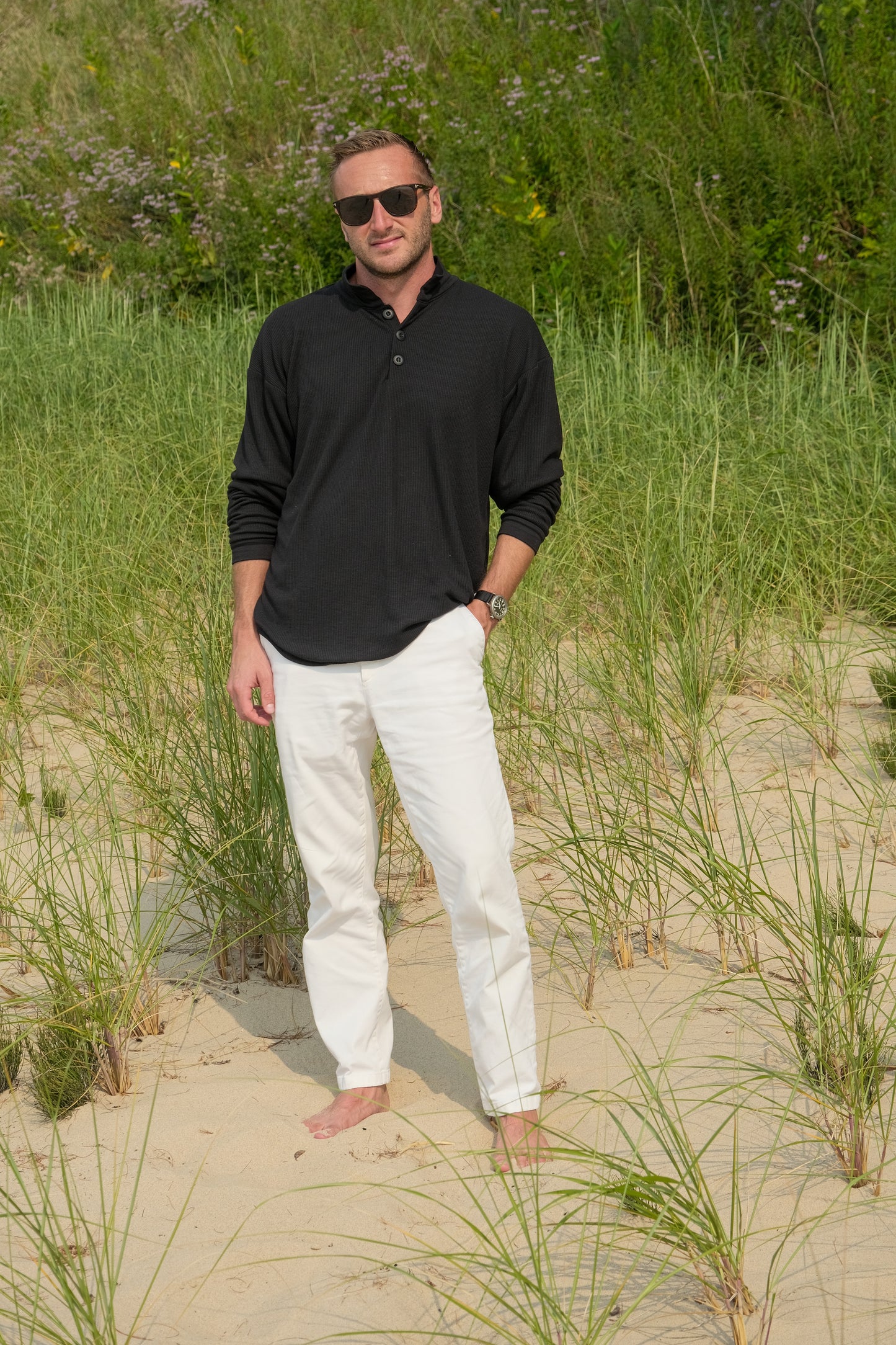 DOUBLE LAYER SWEATSHIRT POLO-BLACK