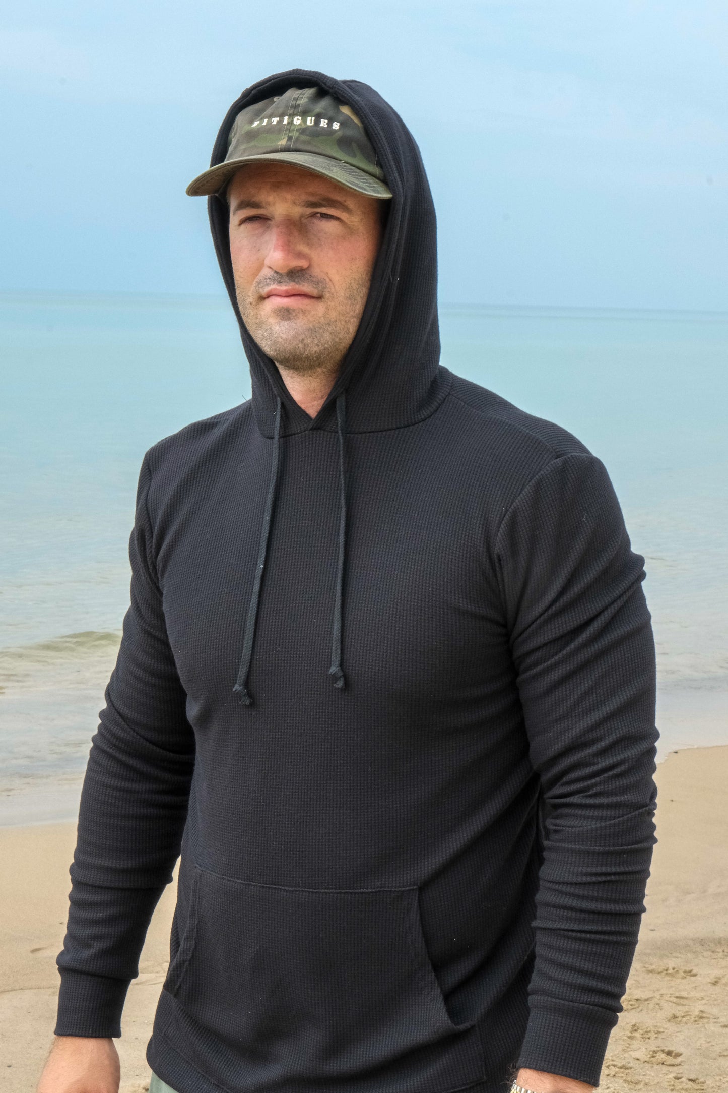 DOUBLE LAYER THERMAL HOODIE - BLACK