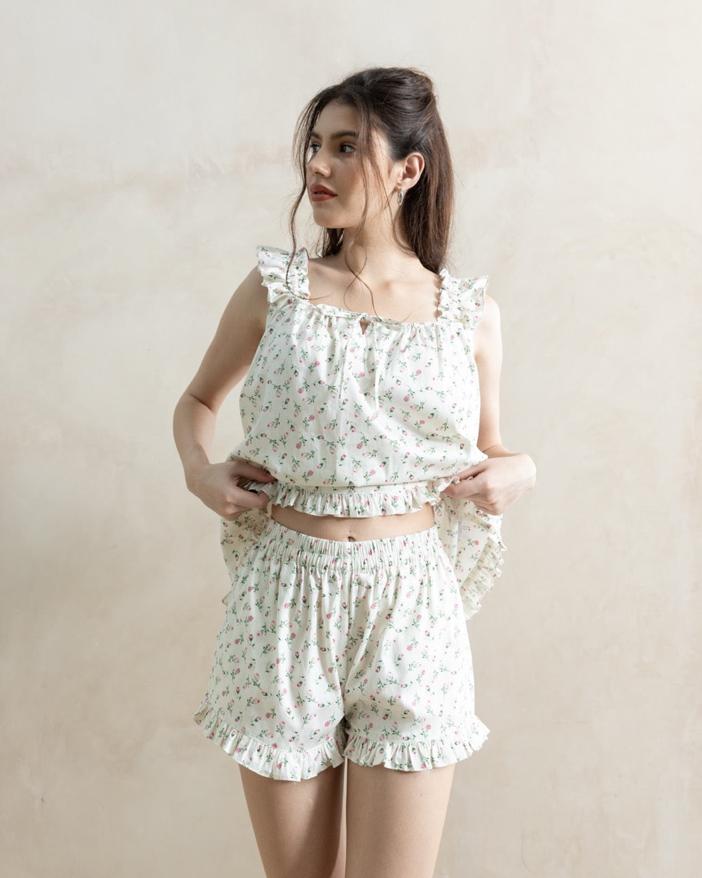 Cloud Rose Floral Pajamas Shorts