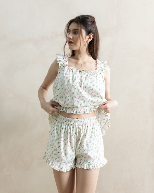 Cloud Rose Floral Pajamas Shorts