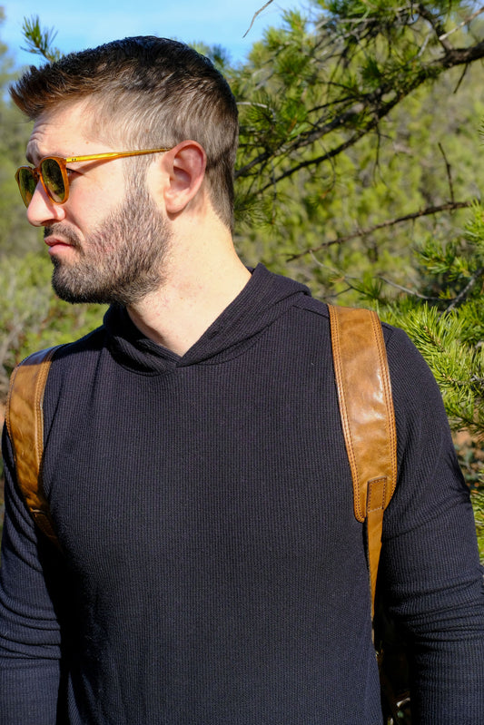 DOUBLE LAYER THERMAL HOODIE - BLACK