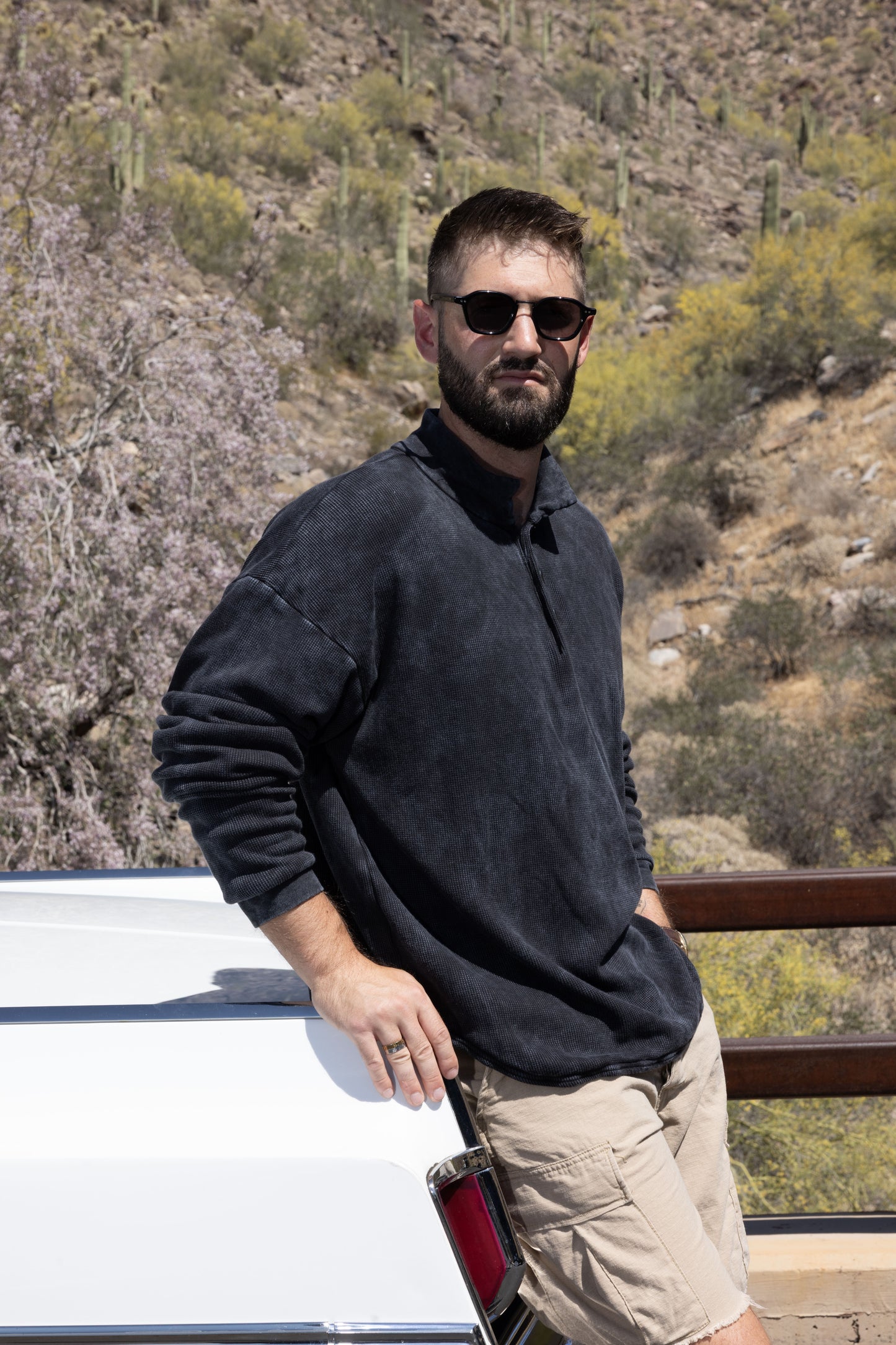 DOUBLE LAYER THERMAL SWEATSHIRT POLO-VINTAGE BLACK