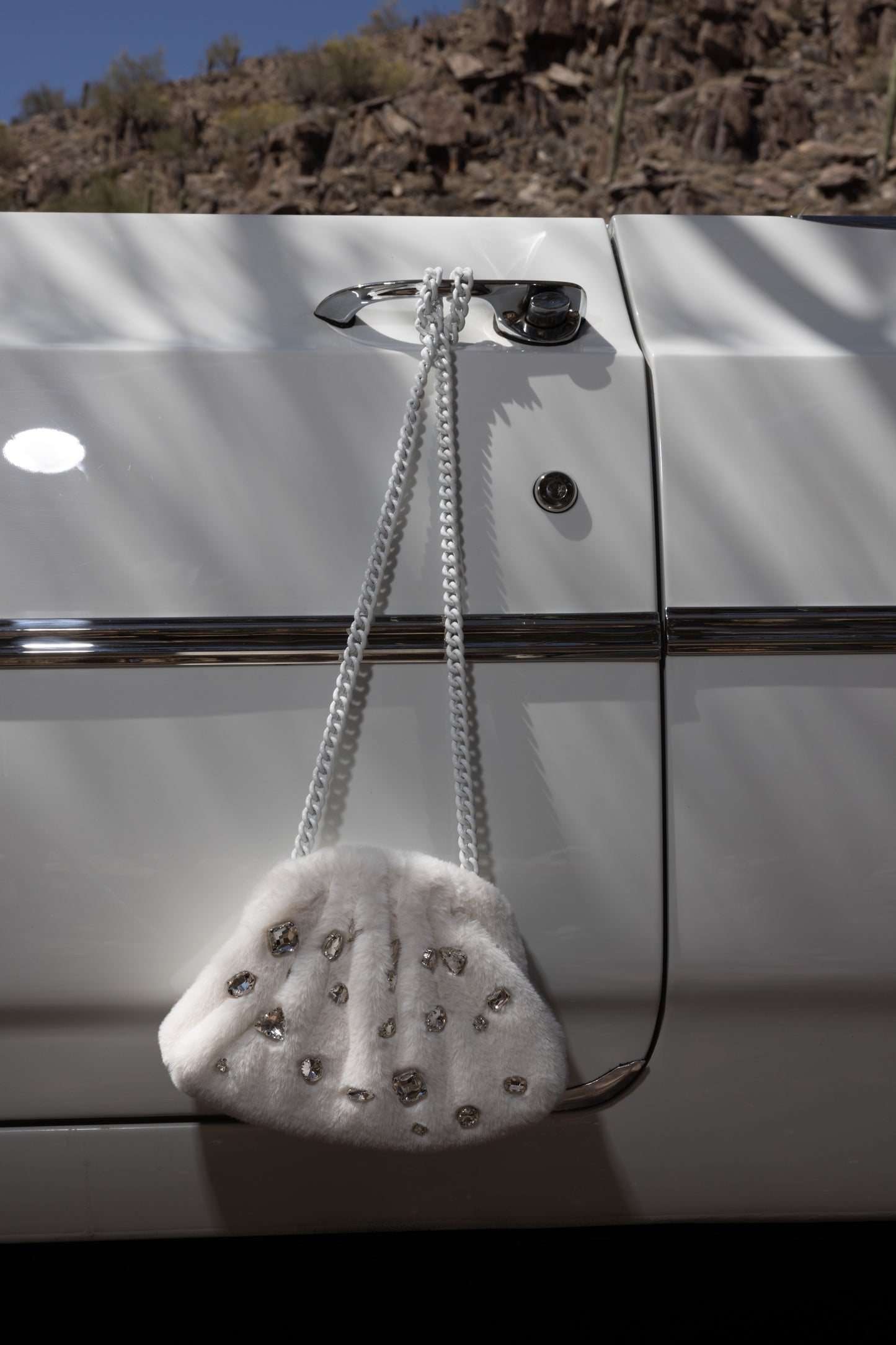 MLR ALL OVER CRYSTALS BAG (NITA)-WHITE