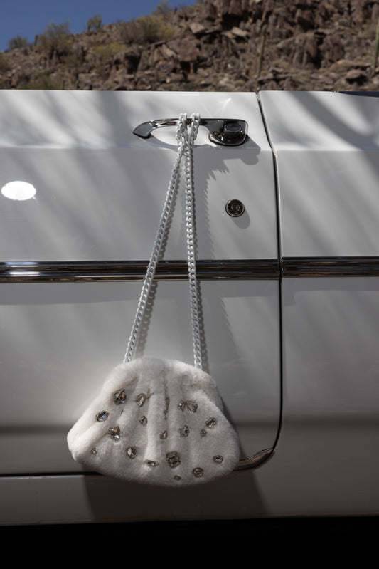 MLR ALL OVER CRYSTALS BAG (NITA)-WHITE