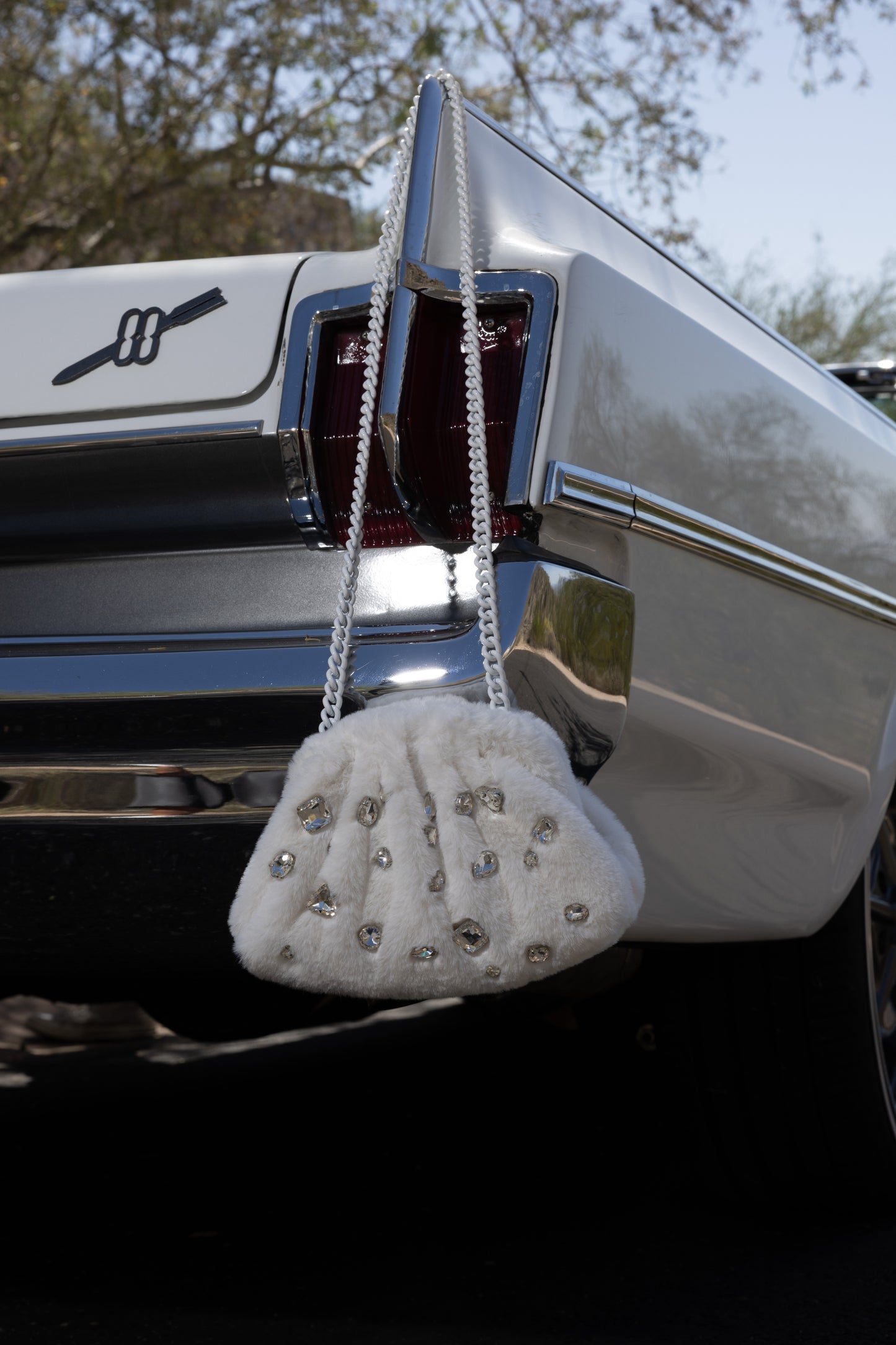 MLR ALL OVER CRYSTALS BAG (NITA)-WHITE