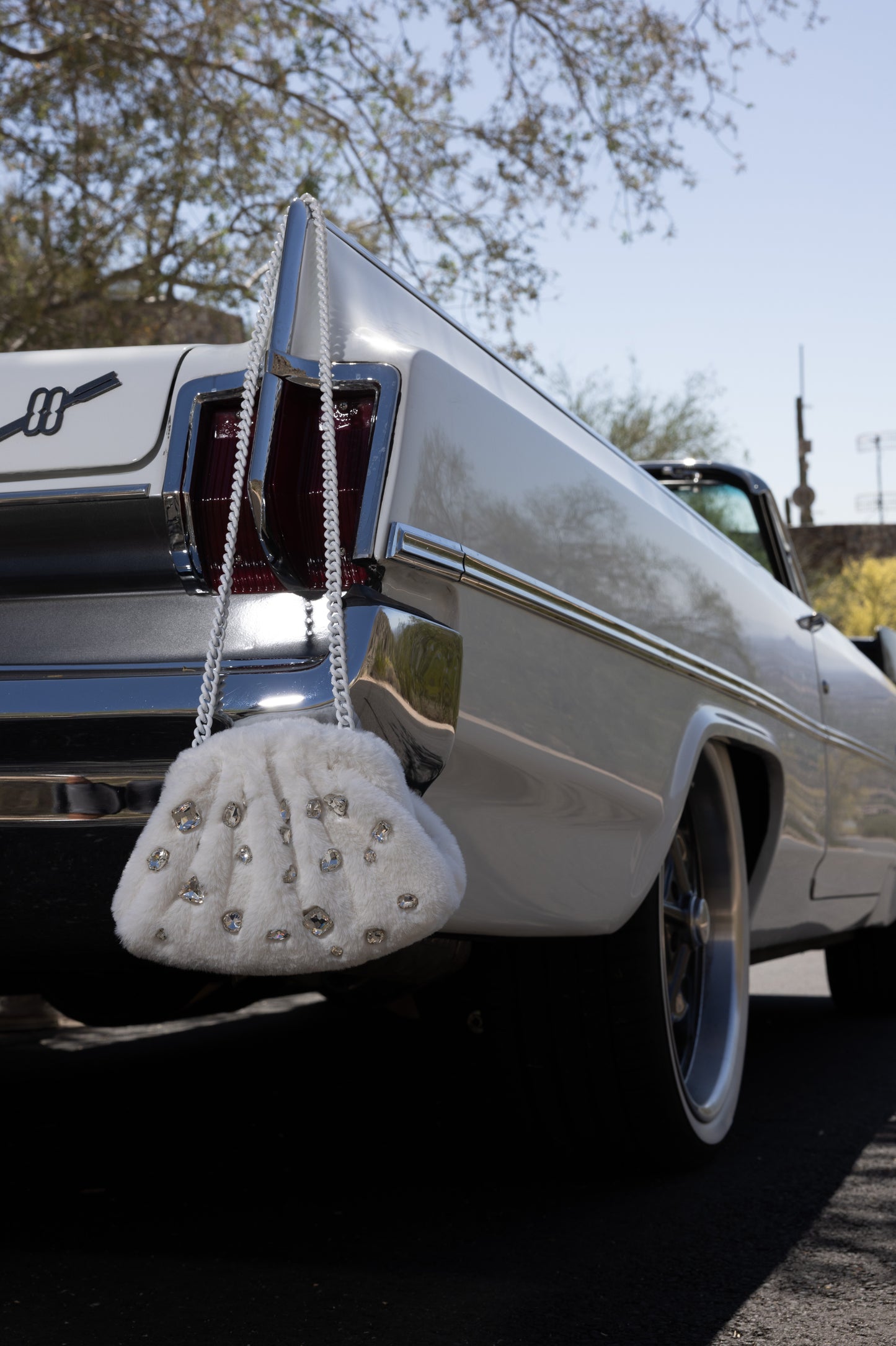 MLR ALL OVER CRYSTALS BAG (NITA)-WHITE