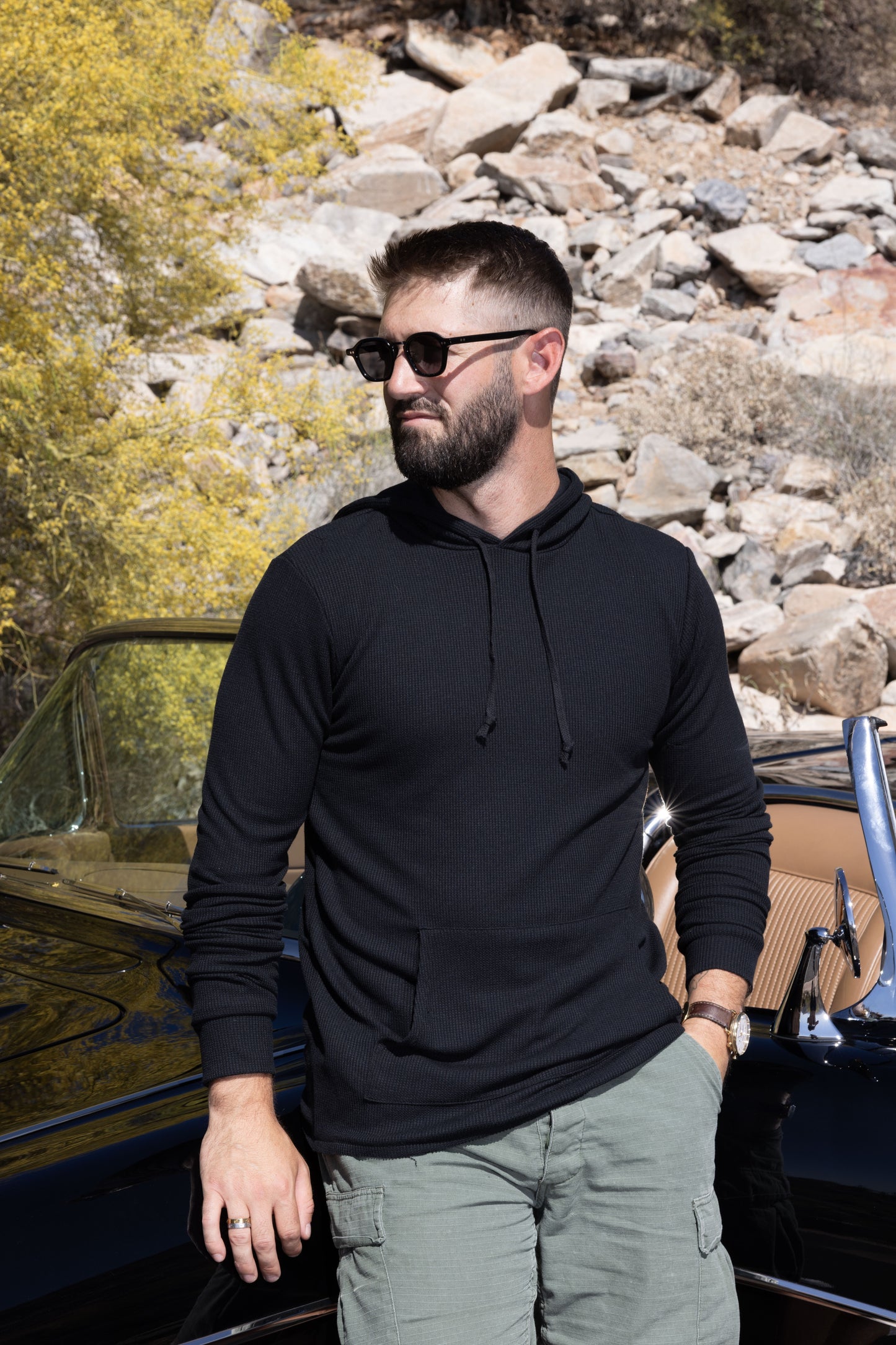 DOUBLE LAYER THERMAL HOODIE - BLACK