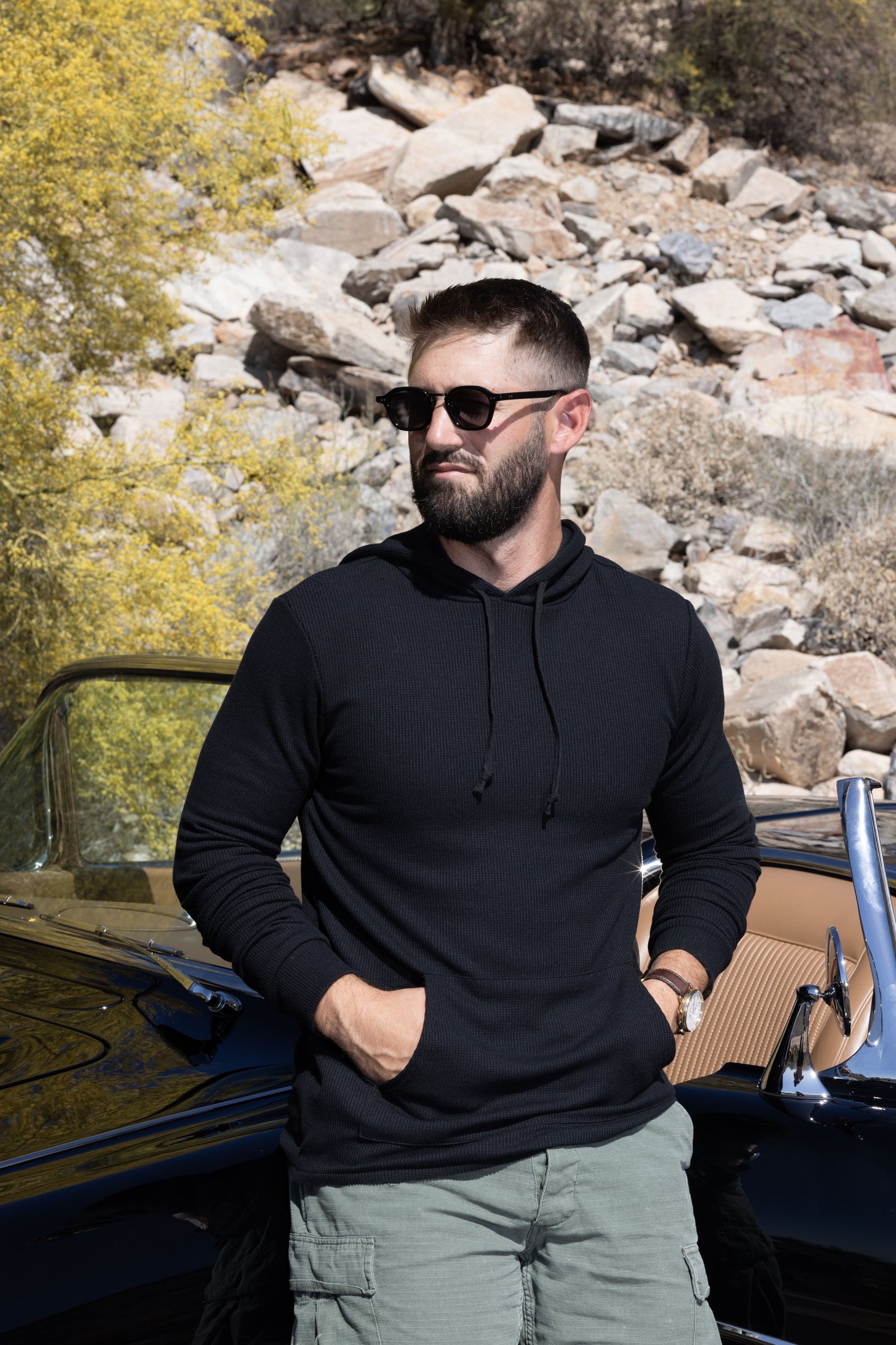 DOUBLE LAYER THERMAL HOODIE - BLACK