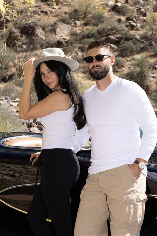 DOUBLE LAYER THERMAL V-NECK - WHITE