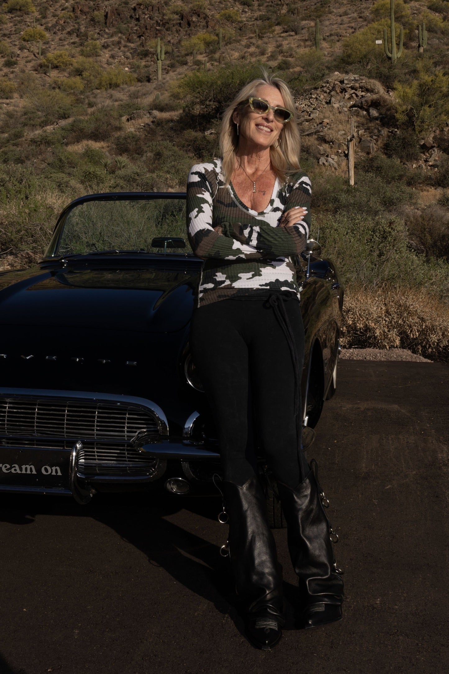 CAMO RIB V-NECK-WHITE CAMO