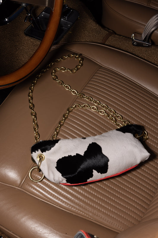 BA CALF SKIN ONE SIDE 1 CHAIN -BLACK