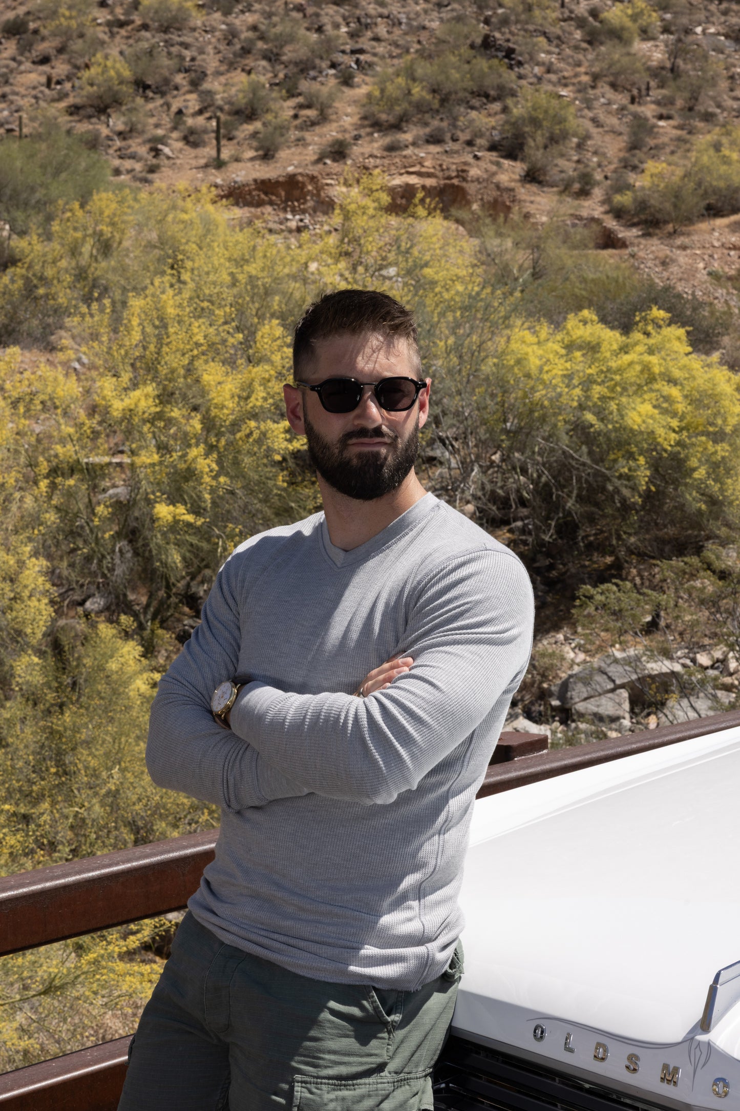 DOUBLE LAYER THERMAL V-NECK - HEATHER GREY