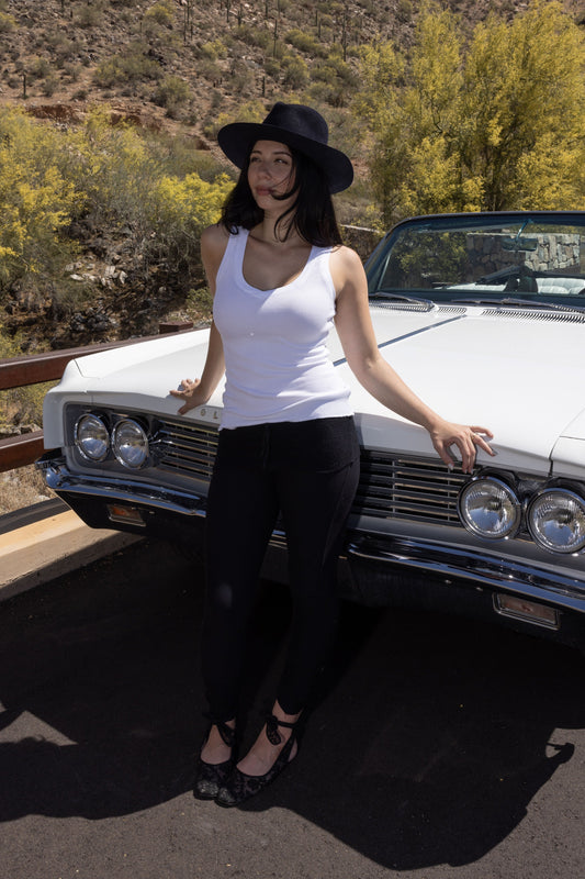 THERMAL V NECK TANK - WHITE