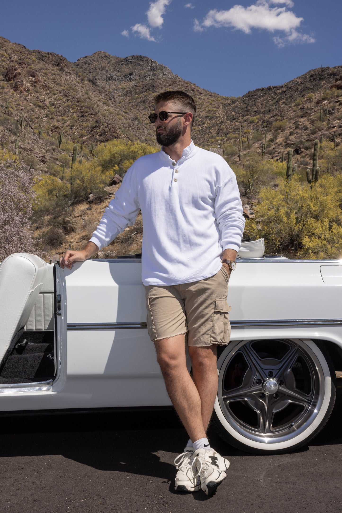 DOUBLE LAYER THERMAL SWEATSHIRT POLO-WHITE