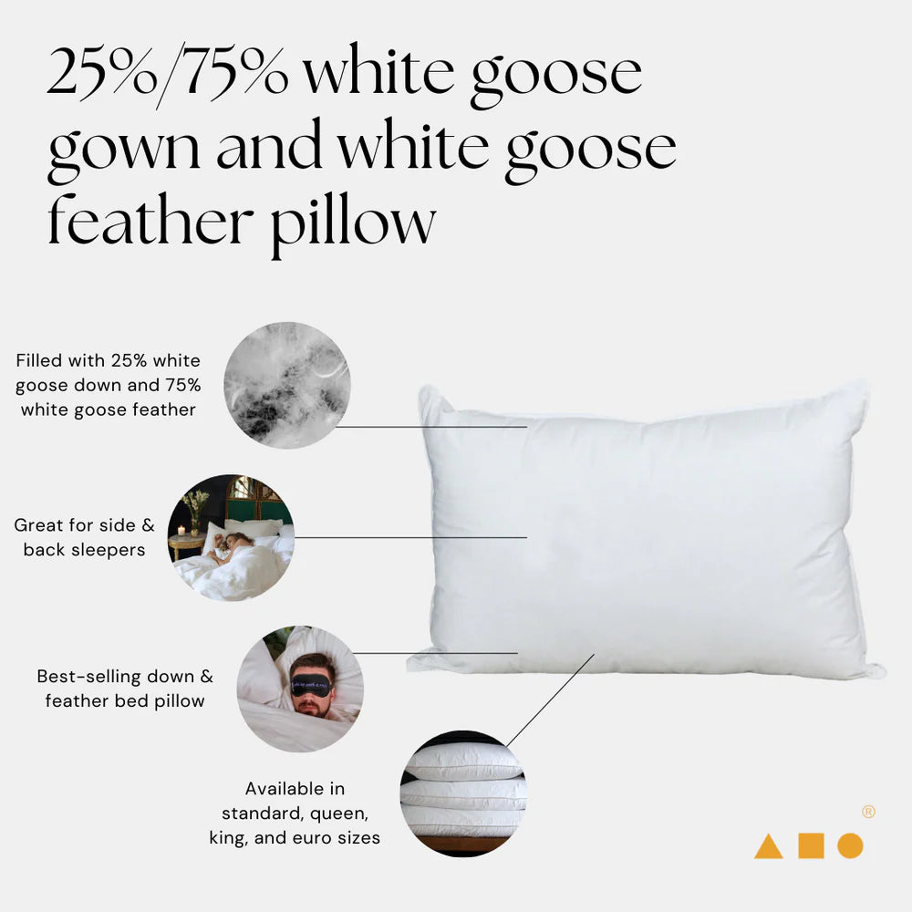 White Goose Down and White Goose Feather Pillow