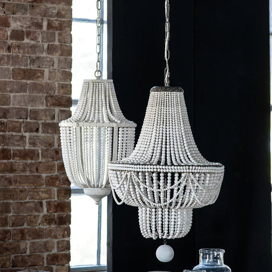 Vintage Inspired Wood Bead Chandelier