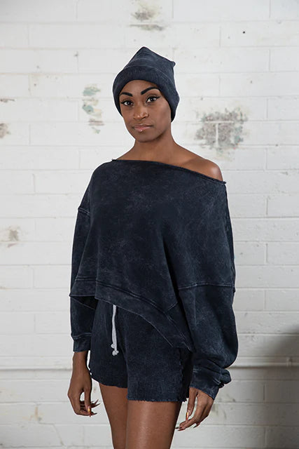 OFF SHOULDER SWEATSHIRT-VINTAGE MILITARY