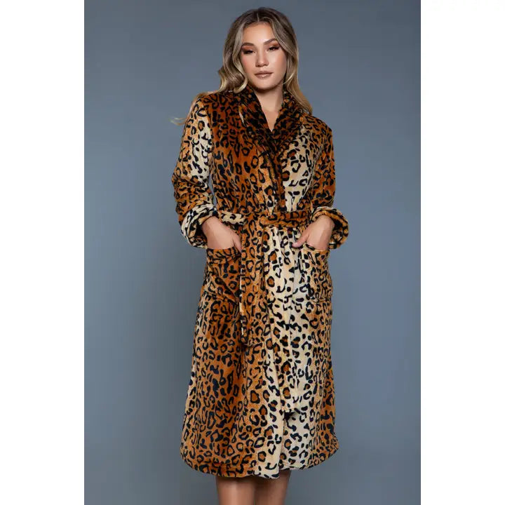 Leopard Long Wrap Robe