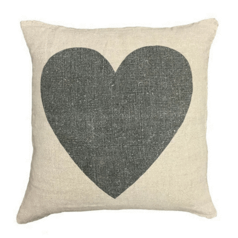 Black Heart on Linen Pillow
