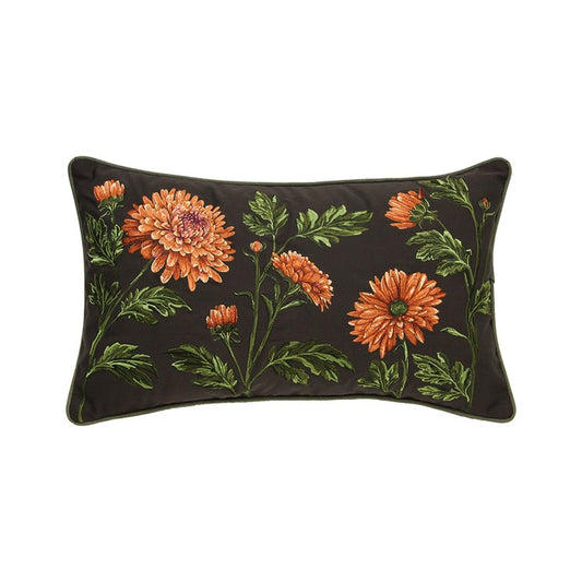 Mums Lumbar Ebony Pillow