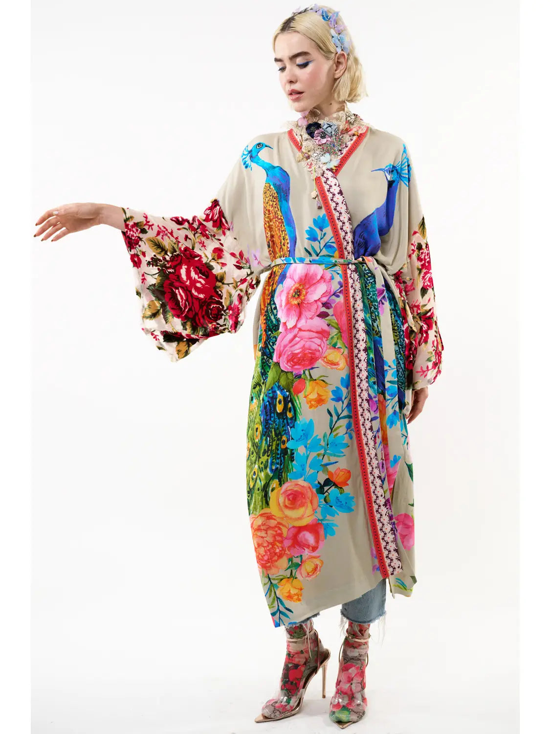 Fantasy Kimono | Peacock Floral