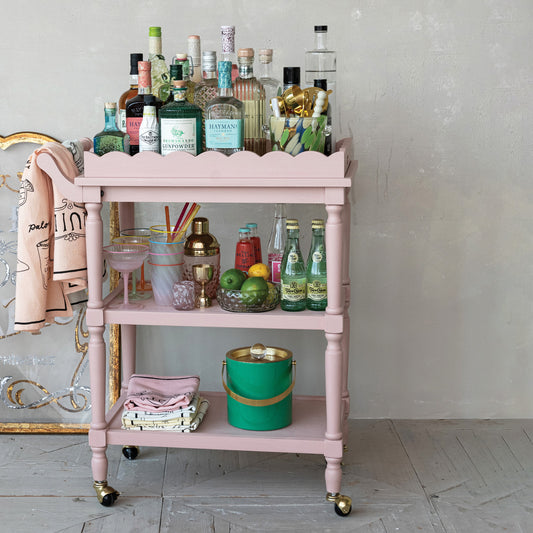 Wood 3-Tier Bar Cart on Casters with Removable Tray, Set of 2