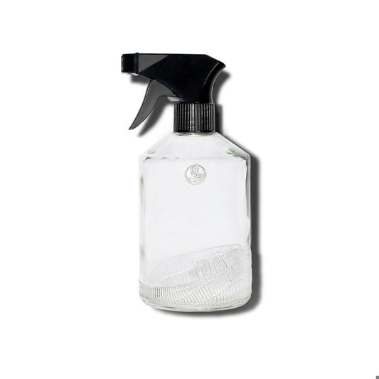 Empty Glass Bottle Clear, Black Sprayer (Copy)