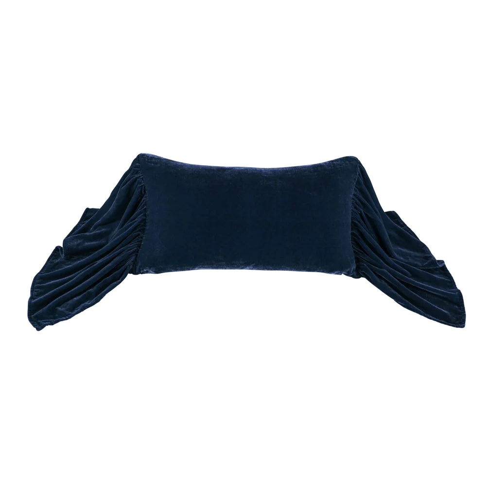 STELLA FAUX SILK VELVET LONG RUFFLED PILLOW