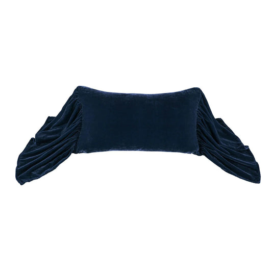 STELLA FAUX SILK VELVET LONG RUFFLED PILLOW