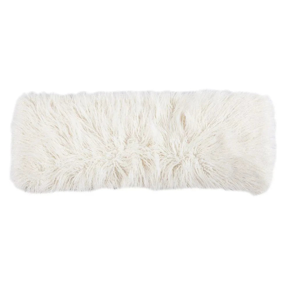 MONGOLIAN FAUX FUR LUMBAR PILLOW, WHITE