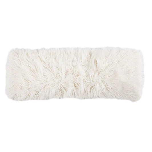MONGOLIAN FAUX FUR LUMBAR PILLOW, WHITE
