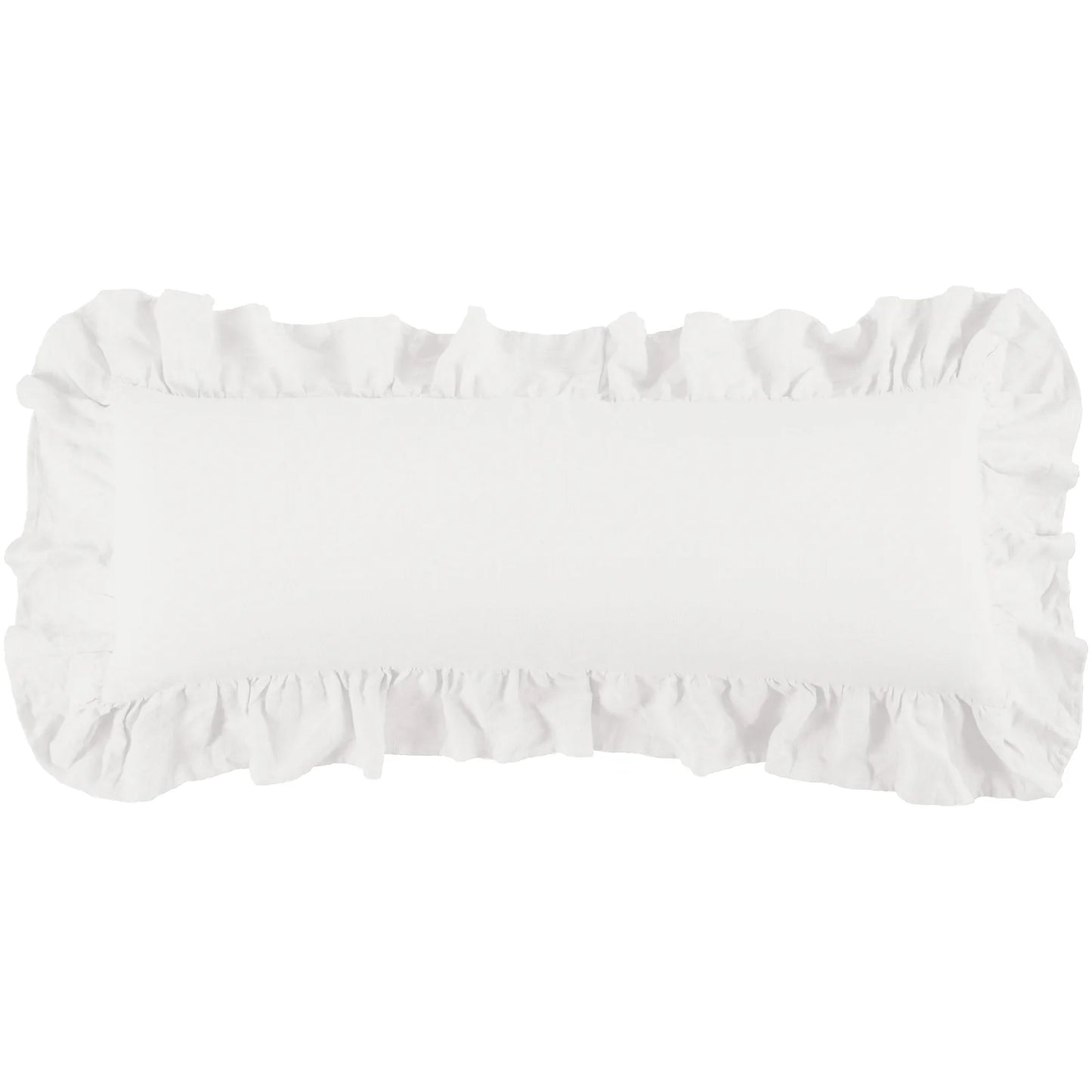 WASHED LINEN RUFFLED LUMBAR PILLOW